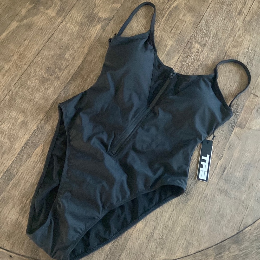 TA3 high cut zippy black swimsuit